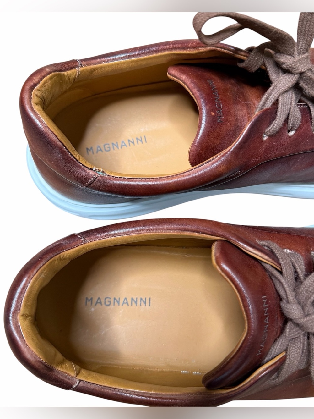 Magnanni Serino Leather Sneakers Shoes Men’s Size 11.5 Cognac Brown Retail $525 - Picture 4 of 14